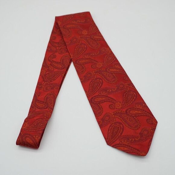 Robert Talbott Best Of Class Red Woven Paisley Silk Tie Mad In USA - Picture 7 of 7